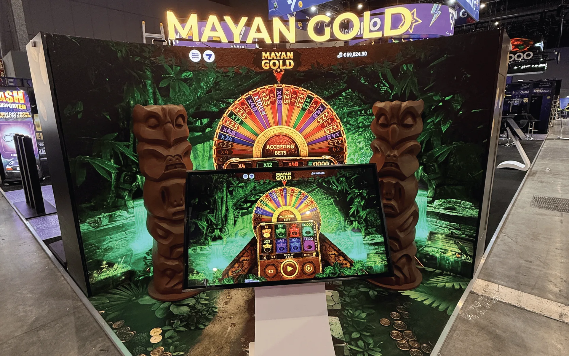 Indoor LED screens installed for a Mayan Gold exhibition stand
