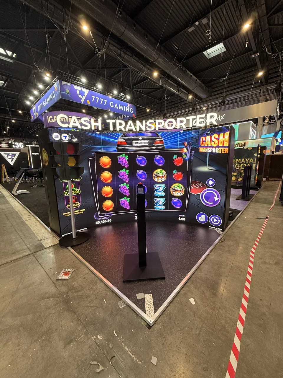 7777 Gaming Cash Transporter LED wall installation at ICE Barcelona 2026
