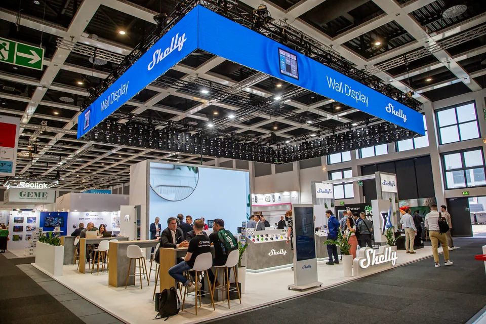 Shelly exhibition stand with suspended LED wall display at IFA Berlin 2024