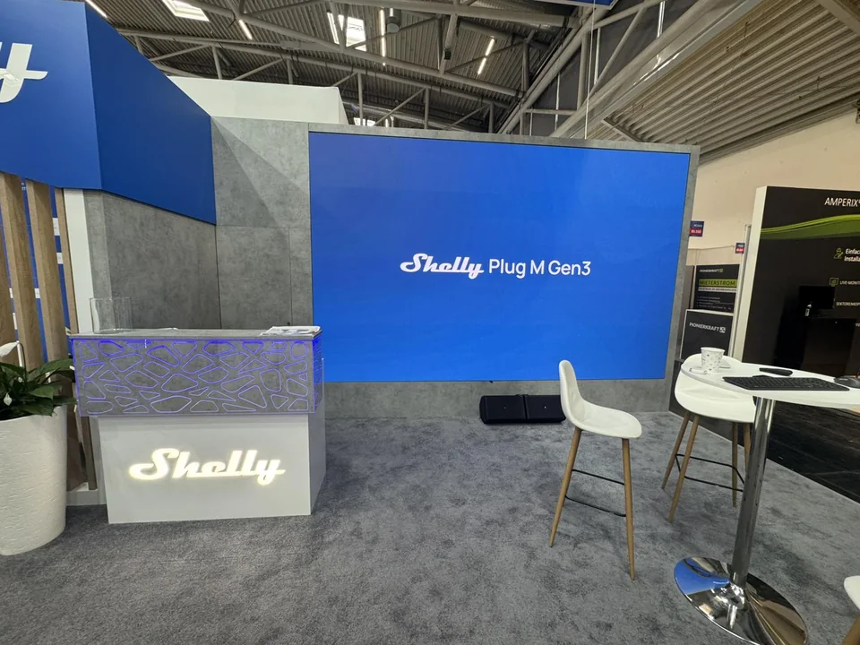 Large Shelly LED display built into the Intersolar Europe 2026 stand
